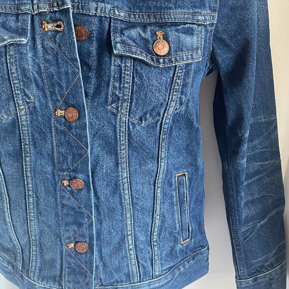 Madewell Denim Jacket Womens Blue Distressed Classic Cotton Indigo Relaxed - Picture 4 of 9